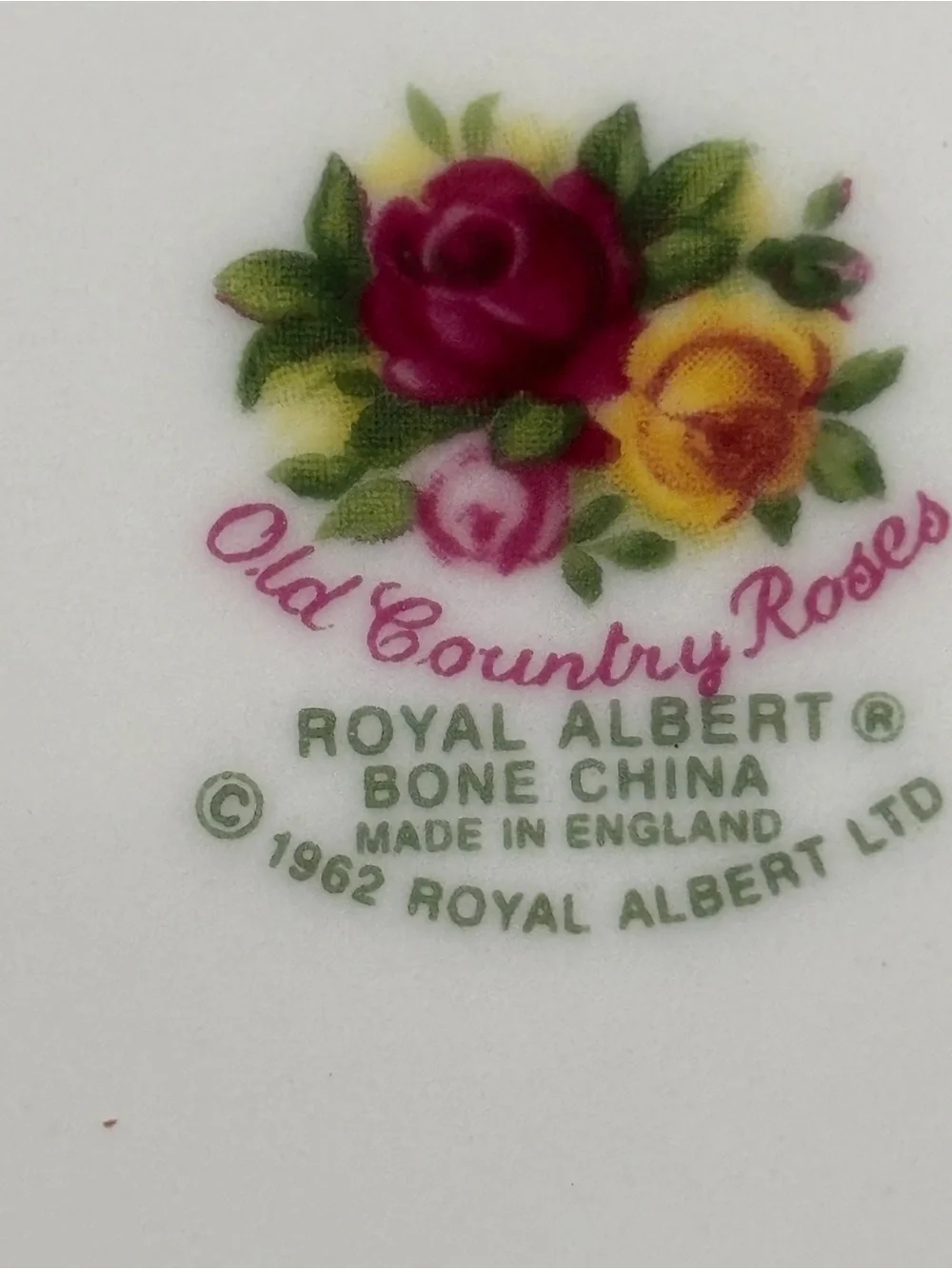 Royal Albert Gold-Trimmed Rose Butter Plate in Pink, Yellow and Green - Picture 4 of 6